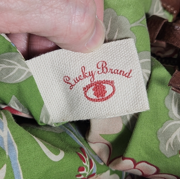 Vintage Lucky Brand Brown Distressed Pebbled Leather Drawstring Shoulder Bag - Picture 7 of 9